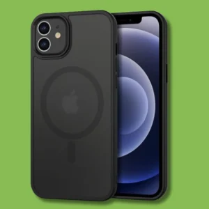 FOXECOM iPhone 13 MagSafe Case with Transparent Back and Matte Black Frame